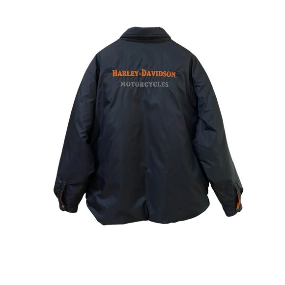 Harley-Davidson Reversible Black & Orange Jacket Mens Size 22L XL Snap Closure E - Picture 2 of 8